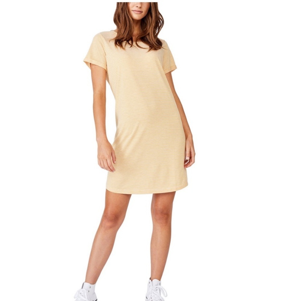 NWOT - Cotton On - Striped Butter Yellow T-Shirt Tina Dress - Size XL
